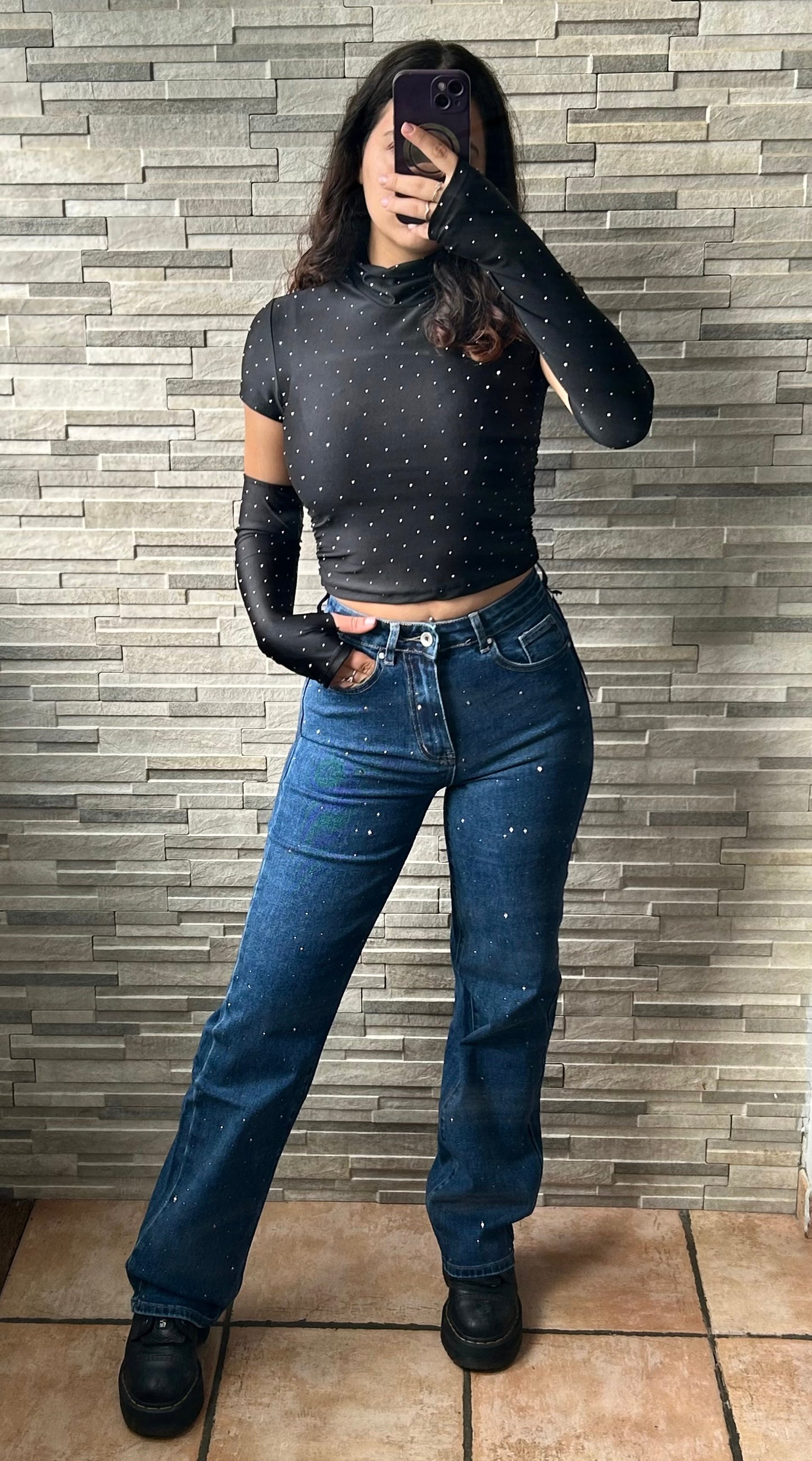 jeans brillantinato